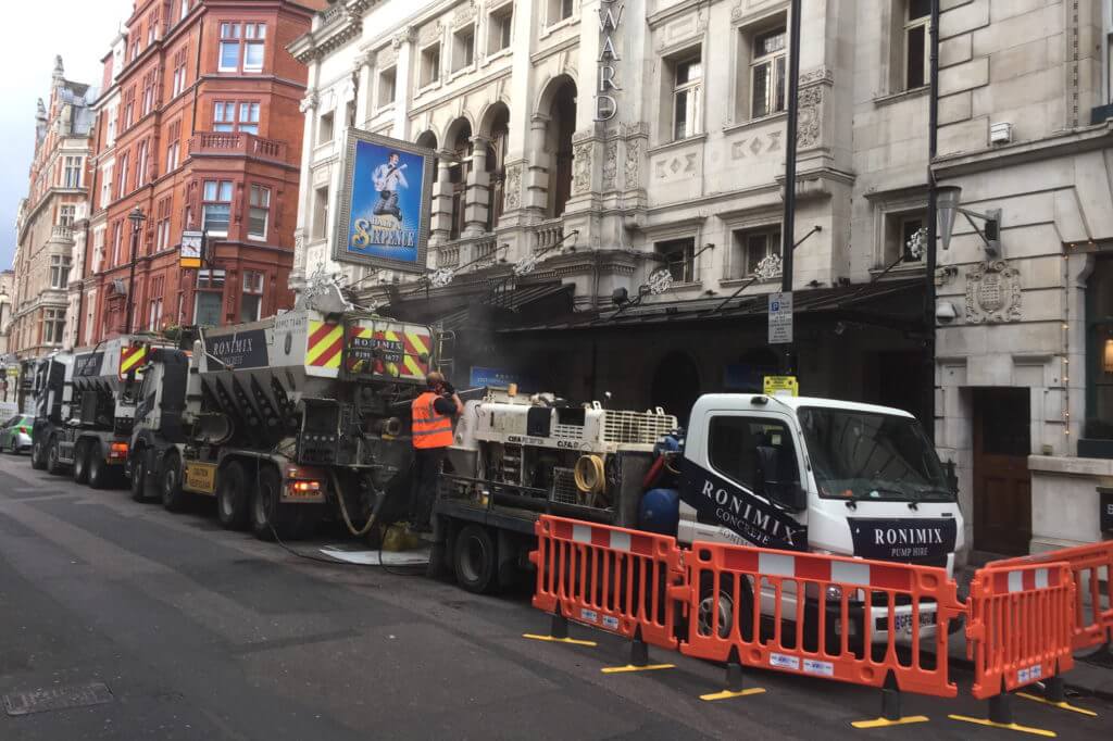 Our lorries & one of our pumps at the Noel Coward Theatre London - 2016